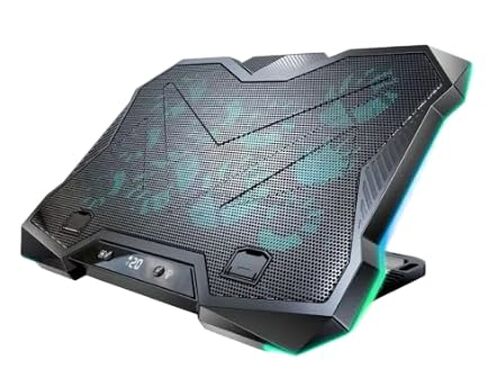 2026 Models Cryochix Gaming Laptop Cooling Pad, RGB Cooler Stand with Adjustable Height for Gamers (Black) in Saudi Arabia