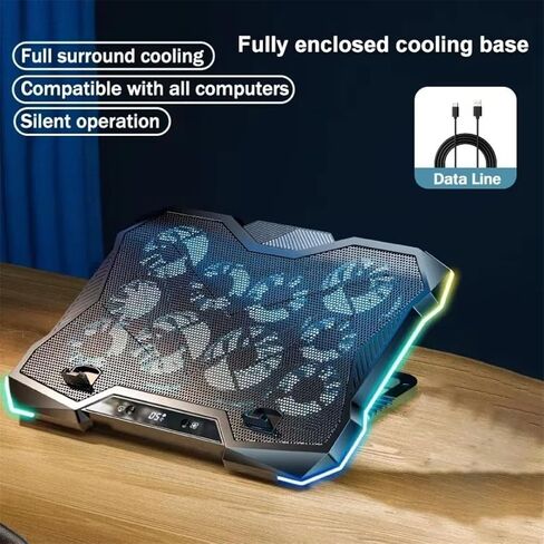 2026 Models Cryochix Gaming Laptop Cooling Pad, RGB Cooler Stand with Adjustable Height for Gamers (Black) in Saudi Arabia