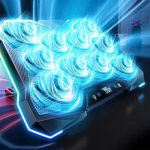 2026 Models Cryochix Gaming Laptop Cooling Pad, RGB Cooler Stand with Adjustable Height for Gamers (Black) in Saudi Arabia