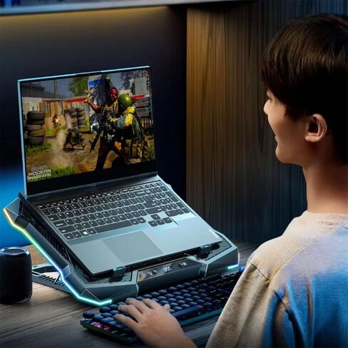2026 Models Cryochix Gaming Laptop Cooling Pad, RGB Cooler Stand with Adjustable Height for Gamers (Black) in Saudi Arabia