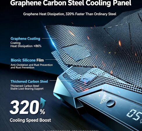 2026 Models Cryochix Gaming Laptop Cooling Pad, RGB Cooler Stand with Adjustable Height for Gamers (Black) in Saudi Arabia