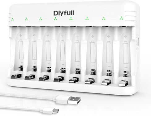 DLYFULL 8 Bay Battery Charger AA AAA for 1.2V Ni-MH Rechargeable Batteries in Saudi Arabia