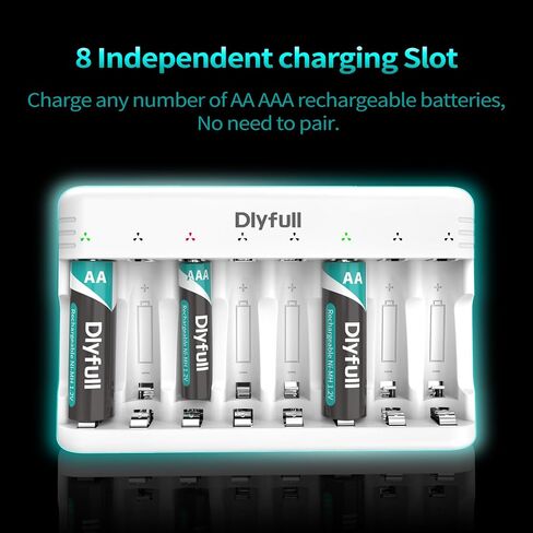 DLYFULL 8 Bay Battery Charger AA AAA for 1.2V Ni-MH Rechargeable Batteries in Saudi Arabia