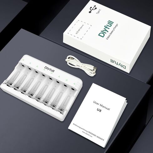 DLYFULL 8 Bay Battery Charger AA AAA for 1.2V Ni-MH Rechargeable Batteries in Saudi Arabia