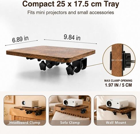 Projector Stand for Bed, No Drill Wood Clamp Tray with Adjustable Mount in Saudi Arabia