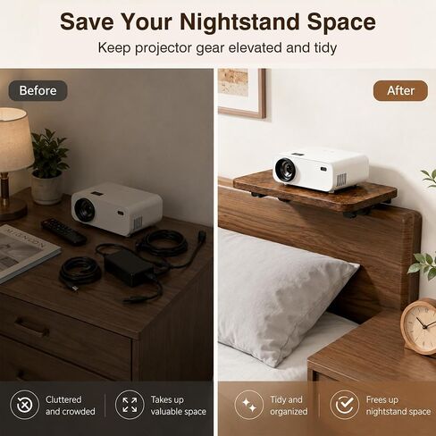 Projector Stand for Bed, No Drill Wood Clamp Tray with Adjustable Mount in Saudi Arabia