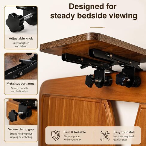 Projector Stand for Bed, No Drill Wood Clamp Tray with Adjustable Mount in Saudi Arabia