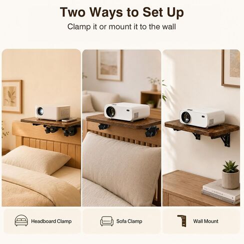 Projector Stand for Bed, No Drill Wood Clamp Tray with Adjustable Mount in Saudi Arabia