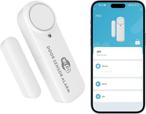 Loopo Smart WiFi Door & Window Alarm Sensor Chime, 100dB Wireless Door Chime with App Alerts, Tuya Smart Life, Compatible with Alexa & Google, No Hub Required, for Home Kids Safety, 1-Pack in Saudi Arabia