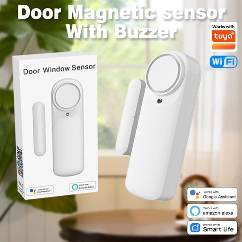 Loopo Smart WiFi Door & Window Alarm Sensor Chime, 100dB Wireless Door Chime with App Alerts, Tuya Smart Life, Compatible with Alexa & Google, No Hub Required, for Home Kids Safety, 1-Pack in Saudi Arabia