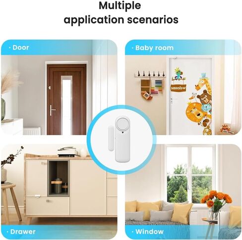 Loopo Smart WiFi Door & Window Alarm Sensor Chime, 100dB Wireless Door Chime with App Alerts, Tuya Smart Life, Compatible with Alexa & Google, No Hub Required, for Home Kids Safety, 1-Pack in Saudi Arabia
