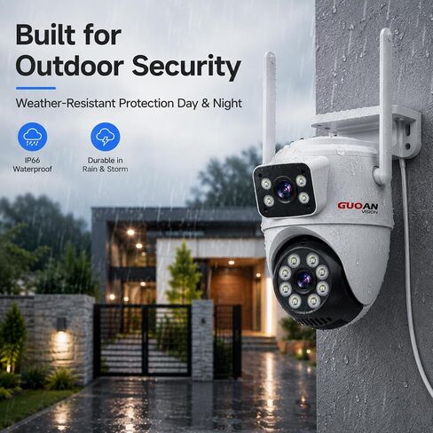 Dual Lens Security Camera Outdoor, 6MP 5GHz WiFi Camera for Home Security in Kuwait