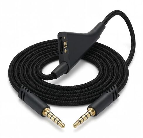 Replacement Cord for Astro A10 A40 A40TR Gaming Headsets, Braided Cable Audio Aux Wire 2.0 M 6.5 Feet with Volume Control Function (Black) in Kuwait