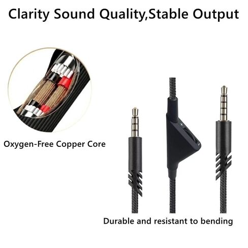 Replacement Cord for Astro A10 A40 A40TR Gaming Headsets, Braided Cable Audio Aux Wire 2.0 M 6.5 Feet with Volume Control Function (Black) in Kuwait