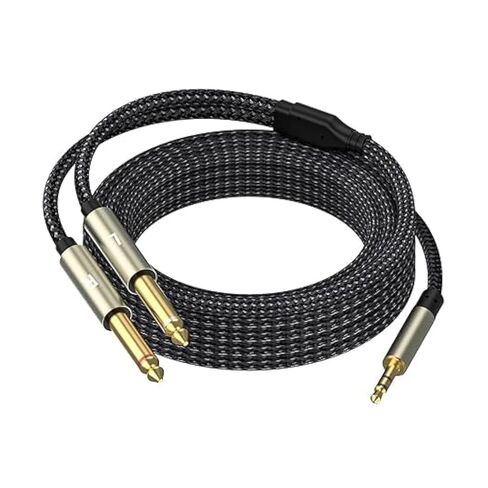 3.5mm Stereo Cable, Audio Cord, 16FT, 1/8 TRS to Dual 1/4 TS Mono, Y Splitter Stereo Cord Adapter Compatible with iPhone, PC, CD, Speaker, Home StereoSystem in Kuwait