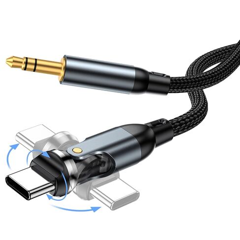 كابل USB C دوار 540 درجة إلى كابل AUX 3.5 ملم للسيارة بطول 3.3 قدم، من النوع C إلى كابل الصوت in Kuwait