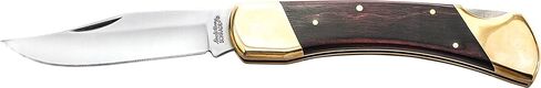Uncle Henry LB7 Bear Paw Traditional Lockback Pocket Knife with 3.7in Clip Point High Carbon S.S. Blade, Wood Handle, Brass Bolsters, and Leather Belt Sheath for EDC, Hunting, Camping, and Outdoors in Kuwait