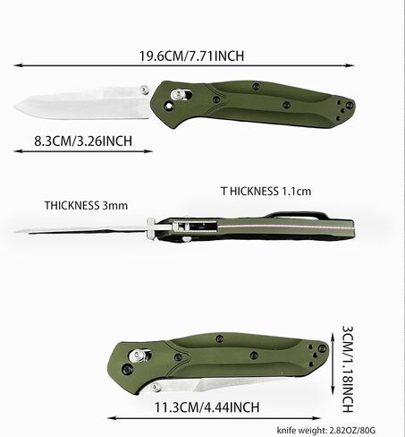 3.14 Inches D2 Steel Blade & Aluminum Handle, Thumb Stud Manual Open Folding Knife, EDC Suitable for Outdoor Camping, Hiking and Adventure, with Shoulder Straps Pocket Knife in Saudi Arabia