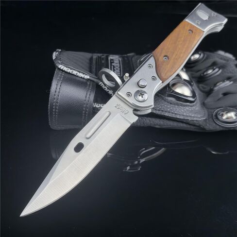 8.66 Inch Camping Knife Portable Folding Pocket Knife Speed Safe Assisted Opening Knives Outdoor Hunting Tactical EDC Survival Self Defense Tools AK47 Flipper Knives for Hiking,Gift for Men in Saudi Arabia
