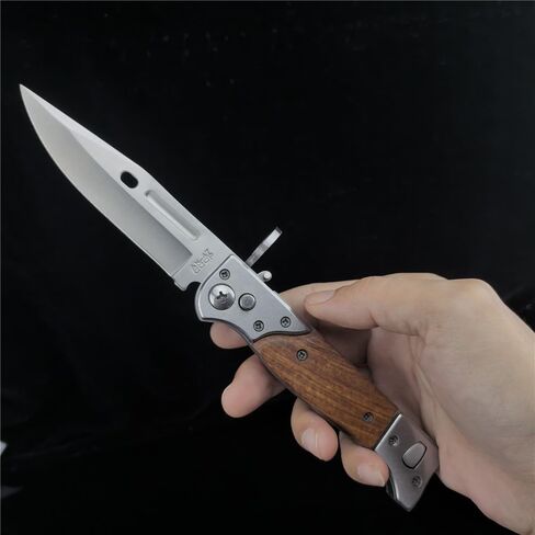 8.66 Inch Camping Knife Portable Folding Pocket Knife Speed Safe Assisted Opening Knives Outdoor Hunting Tactical EDC Survival Self Defense Tools AK47 Flipper Knives for Hiking,Gift for Men in Saudi Arabia