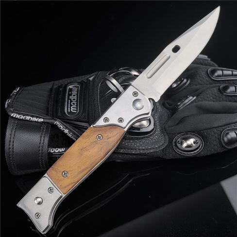 8.66 Inch Camping Knife Portable Folding Pocket Knife Speed Safe Assisted Opening Knives Outdoor Hunting Tactical EDC Survival Self Defense Tools AK47 Flipper Knives for Hiking,Gift for Men in Saudi Arabia