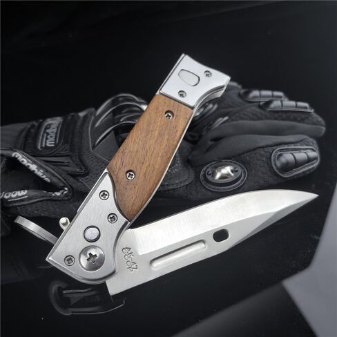 8.66 Inch Camping Knife Portable Folding Pocket Knife Speed Safe Assisted Opening Knives Outdoor Hunting Tactical EDC Survival Self Defense Tools AK47 Flipper Knives for Hiking,Gift for Men in Saudi Arabia