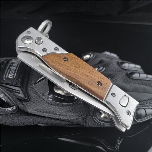 8.66 Inch Camping Knife Portable Folding Pocket Knife Speed Safe Assisted Opening Knives Outdoor Hunting Tactical EDC Survival Self Defense Tools AK47 Flipper Knives for Hiking,Gift for Men in Saudi Arabia