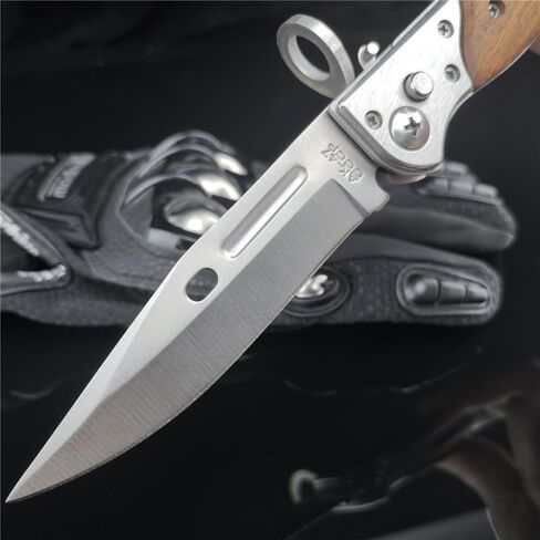 8.66 Inch Camping Knife Portable Folding Pocket Knife Speed Safe Assisted Opening Knives Outdoor Hunting Tactical EDC Survival Self Defense Tools AK47 Flipper Knives for Hiking,Gift for Men in Saudi Arabia