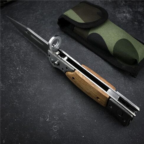 8.66 Inch Camping Knife Portable Folding Pocket Knife Speed Safe Assisted Opening Knives Outdoor Hunting Tactical EDC Survival Self Defense Tools AK47 Flipper Knives for Hiking,Gift for Men in Saudi Arabia