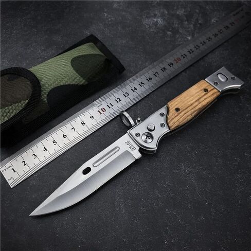 8.66 Inch Camping Knife Portable Folding Pocket Knife Speed Safe Assisted Opening Knives Outdoor Hunting Tactical EDC Survival Self Defense Tools AK47 Flipper Knives for Hiking,Gift for Men in Saudi Arabia