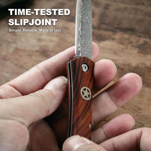 LuckyStar Damascus Pocket Knife,2.76" VG10 Blade,Rosewood Handle in Saudi Arabia