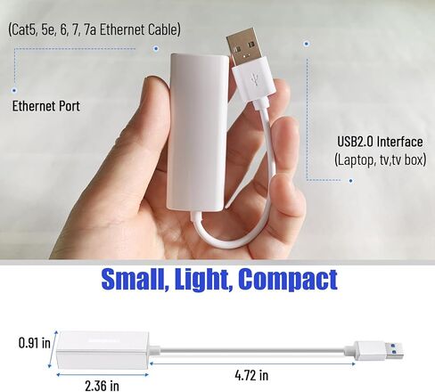 USB to Ethernet Adapter, Megabit Ethernet to USB Adapter for TV, Laptop in Kuwait