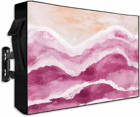 Outdoor TV Cover for Outside Flat Screen,Beach Blue Water Ripple 600D Thick Waterproof Weatherproof Outdoor TV Screen Protector with Zipper for 48 to 50 Inch Flat Screens Abstract Waves Gradient in Saudi Arabia