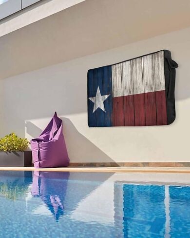 Outdoor TV Cover Vintage Wood Texas Flag Waterproof Weatherproof TV Covers for 48 to 50 Inch Outside Flat Screen TV Protector Shield 48" W x 30" H x 4.5" D in Kuwait