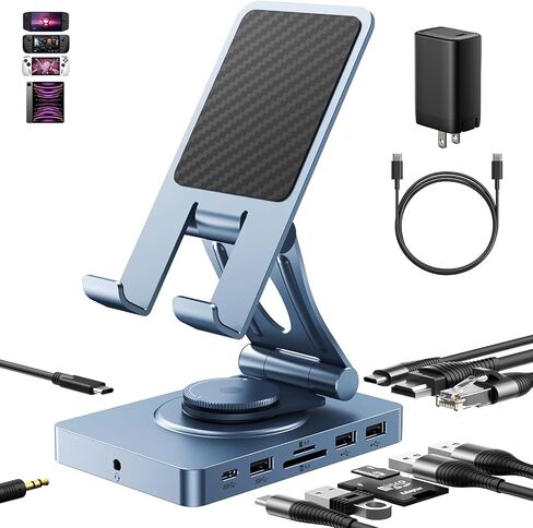 NEWQ iPad Docking Station Stand, 11-in-1 Dock with 4K 120Hz HDMI, 10Gbps Data, SD/TF 4.0, RJ45 Ethernet, Audio, Ventilated Design for iPad, Tablets, Steam Deck, ROG Ally, Legion Go, MSI Claw in Kuwait