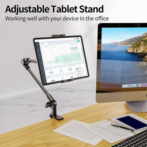 KDD Tablet Stand Holder, Adjustment iPad Phone Mount, 27in Long Arm Webcam Stand Projector Camera Mount for Desk, Fit for 4.7"-12.9" Devices, iPad Pro 12.9 Air Mini, Galaxy Tabs, Switch, iPhone in Saudi Arabia