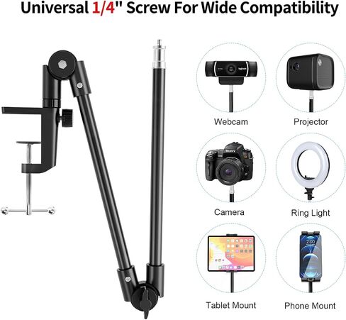 KDD Tablet Stand Holder, Adjustment iPad Phone Mount, 27in Long Arm Webcam Stand Projector Camera Mount for Desk, Fit for 4.7"-12.9" Devices, iPad Pro 12.9 Air Mini, Galaxy Tabs, Switch, iPhone in Saudi Arabia