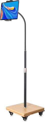 wishacc Tablet Floor Stand with Adjustable Gooseneck Mount, Swivels and Wheels for Bedside, Compatible with iPad, Galaxy Tab, Kindle and Phones in Kuwait