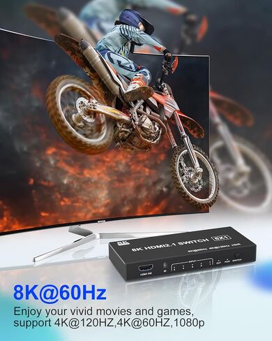 محول HDMI 4k@120 هرتز 8K@60 هرتز - 5 في 1 مخرج HDMI 2.1 محدد موسع منفذ صندوق التبديل مع دعم عن بعد 3D/HDR/HDCP2.3، متوافق مع PS 5/4/3 Xbox DVD Player TV PC HDMI Multiport Switcher in Kuwait