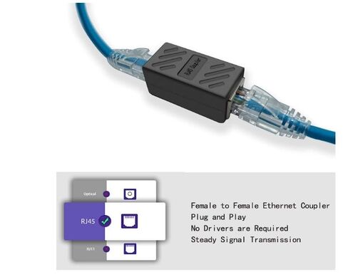 RJ45 Coupler 2 Pack, Ethernet Extender, in-Line Coupler Female to Female Ethernet Coupler for Cat7/ Cat6/ Cat5/ Cat5e Ethernet Cable Extender Adapter (RJ45 2pcs, Black) in Saudi Arabia