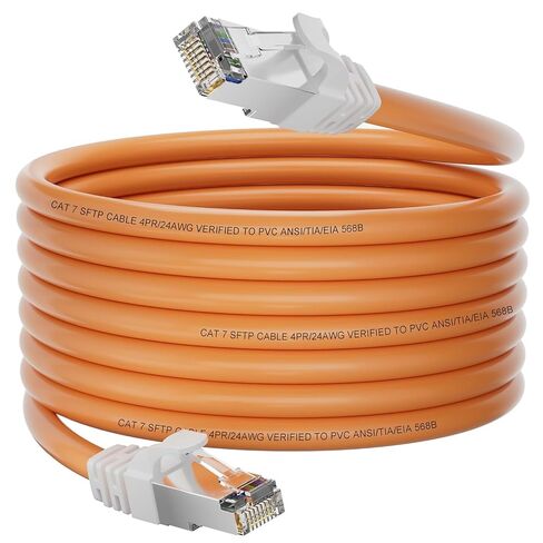 كابل إيثرنت Cat 7 بطول 50 قدمًا، كابل إيثرنت ثلاثي الحماية Cat7 SFTP طويل عالي السرعة، خارجي وداخلي، 10 جيجابت في الثانية 600 ميجا هرتز، مقاوم للماء / الأشعة فوق البنفسجية، دفن مباشر، شبكة، إنترنت، LAN، RJ45 لجهاز التوجيه in Kuwait