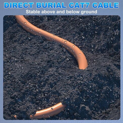 كابل إيثرنت Cat 7 بطول 50 قدمًا، كابل إيثرنت ثلاثي الحماية Cat7 SFTP طويل عالي السرعة، خارجي وداخلي، 10 جيجابت في الثانية 600 ميجا هرتز، مقاوم للماء / الأشعة فوق البنفسجية، دفن مباشر، شبكة، إنترنت، LAN، RJ45 لجهاز التوجيه in Kuwait