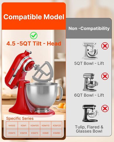 Silicone Flex Edge Beater for KitchenAid 4.5-5 QT Tilt Head Stand Mixer in Kuwait