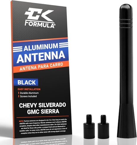 4" Billet Aluminum Short Antenna for Chevy Silverado & GMC Sierra 1500, 2500, 3500 (1999–2026), Car Wash Safe, Low-Profile Stubby Replacement, Screw-On Truck Antenna, Exterior Truck Accessories in Kuwait
