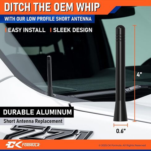4" Billet Aluminum Short Antenna for Chevy Silverado & GMC Sierra 1500, 2500, 3500 (1999–2026), Car Wash Safe, Low-Profile Stubby Replacement, Screw-On Truck Antenna, Exterior Truck Accessories in Kuwait