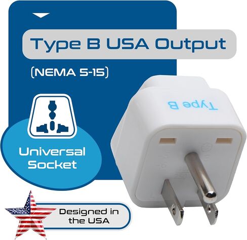 Europe to US Plug Adapter, Ceptics Type B UK to USA Plug Adapter, EU to US Adapter Plug, Compatible with Plugs from Europe, India and Other, India to US Plug Adapter, GP-5-3PK - White in Saudi Arabia