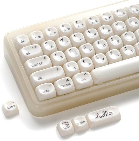 مجموعة أغطية مفاتيح OHY XVX MOA ذات طابع جبل فوجي الياباني PBT، أغطية مفاتيح مخصصة مكونة من 140 مفتاحًا للقهوة والكريمة للوحات المفاتيح الميكانيكية ذات التصميم الأمريكي (تصميم بني/بيج مع أداة سحب المفاتيح) in Kuwait
