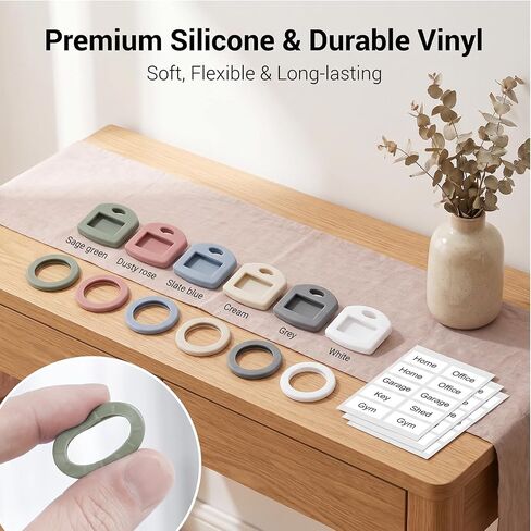 60PCS Silicone Key Covers with Labels – Dual Shape Set (30 Flat + 30 Round) Key Caps with Writable Inserts, 6 Pastel Colors Key Identifiers for Home & Office Organization, Fits Standard House Keys in Saudi Arabia
