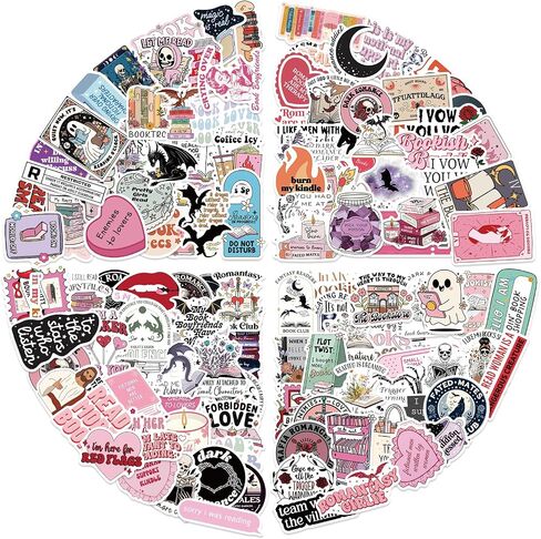 400Pcs Holographic Bookish Stickers for Kindle, Book Stickers Pack, Vinyl Waterproof Booktok Decals for Water Bottle Scrapbook Laptop Phone Ebook Journal in Saudi Arabia