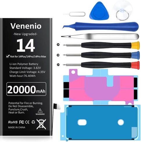 [20000mAh] Battery for iPhone 14, 2026 New Upgrade High Capacity Replacement Battery for iPhone 14 Pro Models A2882 A2649 A2881 A2884 A2883 with Professional Replacement Tool Kits in Saudi Arabia